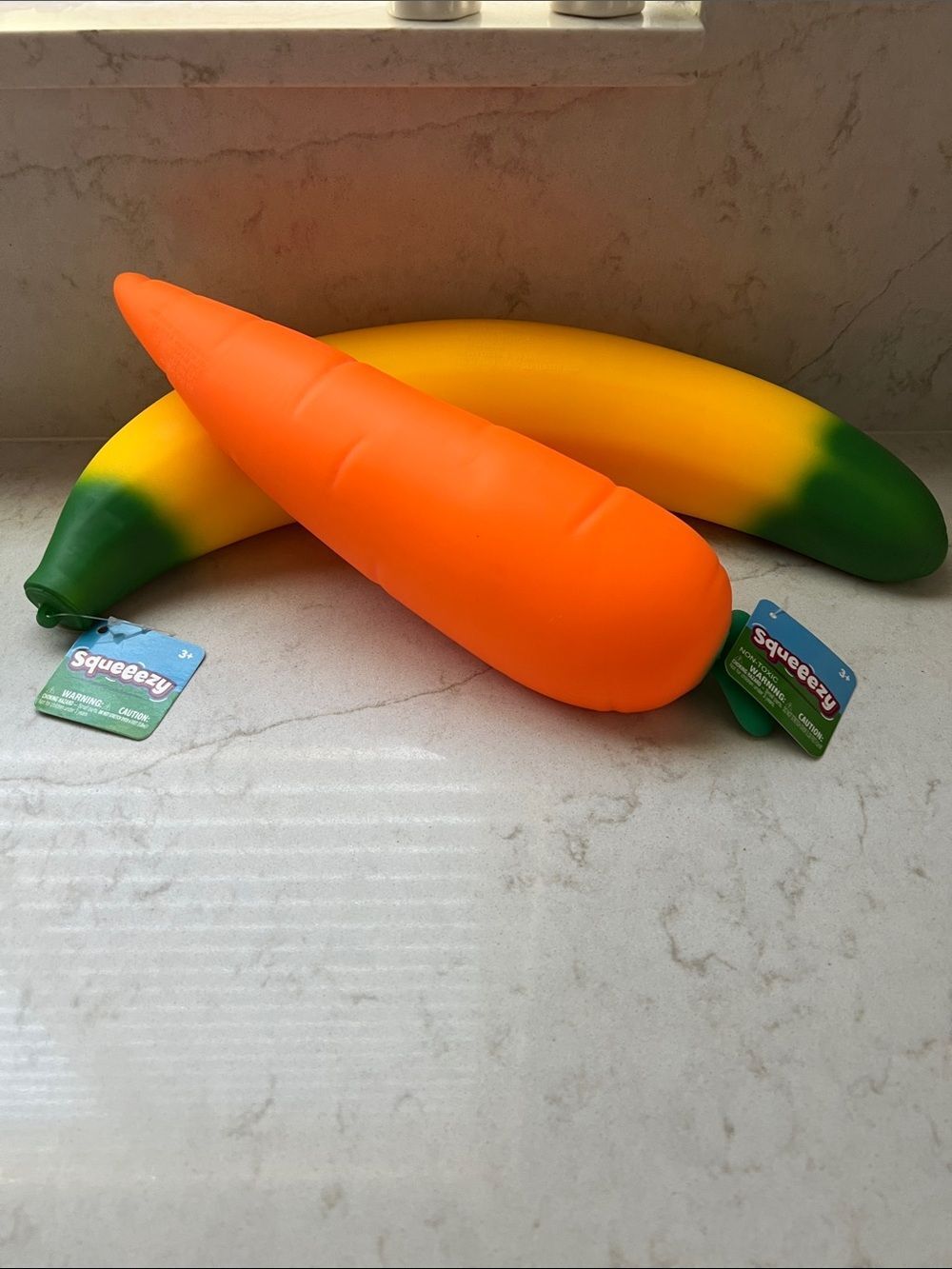 Toymendous Squishy Carrot & Banana Bundle – Jumbo 12.5 inch